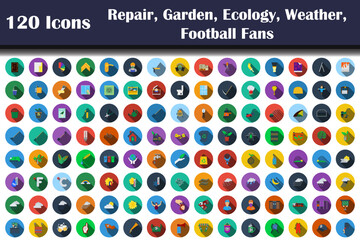 120 Icons Of Repair, Garden, Ecology, Weather, Football Fans