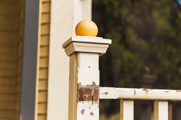 Old wood porch railing