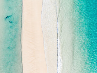 Stunning aerial landscape over a stunning beach at Stradbroke Island in Queensland