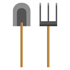 Shovel Rake Icon Vector Illustration