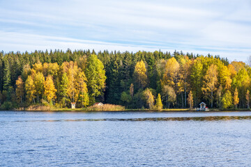 Beautiful view at a lake in autumn