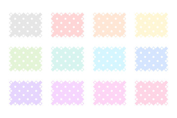 ギザギザのフレーム背景素材　ドット柄イラストセット