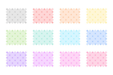 ギザギザのフレーム背景素材　ドット柄イラストセット