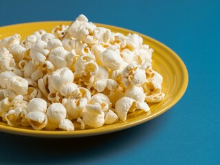 【スナック】黄色の皿の上のポップコーン　菓子
