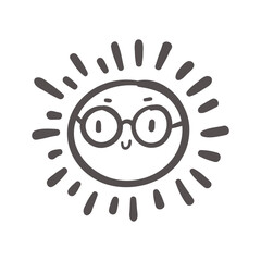 hand drawn cute cartoon character sun set summer solar radiation element