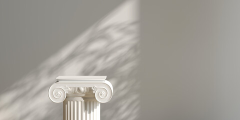 Classic luxury podium product background. 3d poduim nature light shadow white background for branding presentation. 3d rendering illustration
