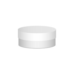 Plastic round container box package design illustration template. Round Gift Box White  On White Background Isolated. Ready For Your Design. Product Packing Vector illustration

