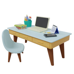 3d Rendering Office Workstation Illustration