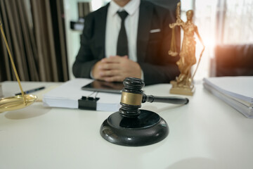 Lawyers having  Concepts of  Legal services at the law office work Legal advice online on computer labor law