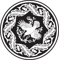 crow bird with floral frame