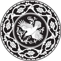 crow bird with floral frame