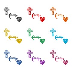 Faith hope love icon. Set icons colorful