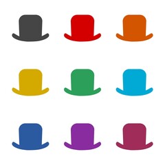 Top hat icon. Set icons colorful