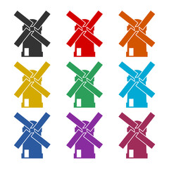 Wind turbine icon isolated on white background. Set icons colorful