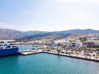 Fototapeta na wymiar gavrio city and port in andros island greece