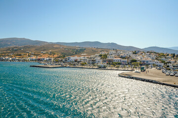 gavrio city and port in andros island greece