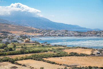 gavrio city and port in andros island greece