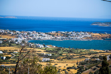 Fototapeta na wymiar gavrio city and port in andros island greece