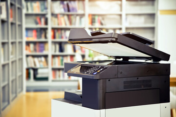Photocopier printer, Close up the copier or photocopy machine office equipment workplace for scanner or scanning document and printing or copy paper duplicate and Xerox.