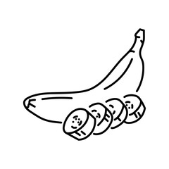Banana and slices color line icon. Tropical fruit.