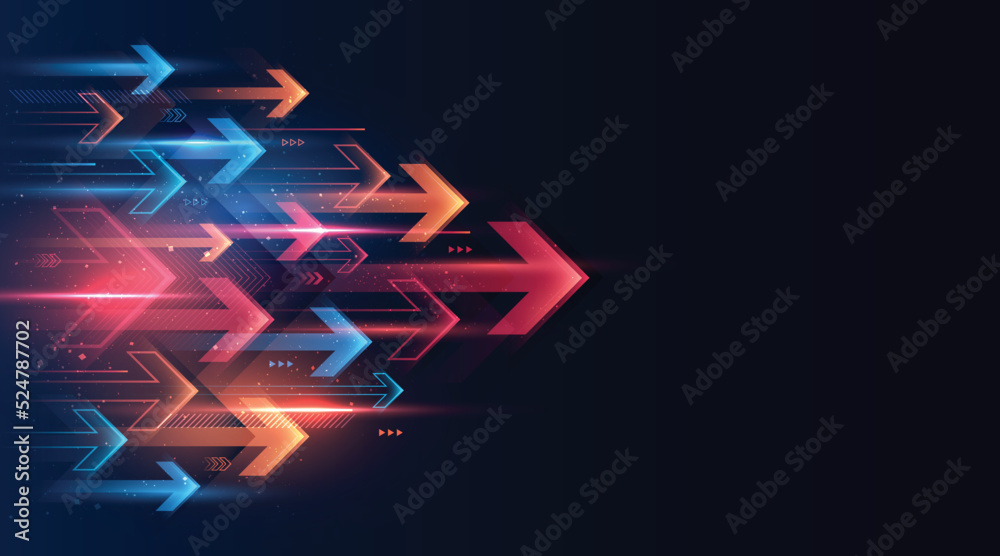 Aufkleber Modern abstract arrows moving at high speed. Dynamic motion. Technology movement pattern for banner or poster design. Vector EPS10..