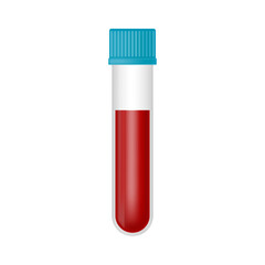 Blood sample tube virus test isolated on white background. Vector realistic illustration. Design for medical banner, flyer, card, infographic - obrazy, fototapety, plakaty
