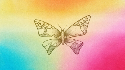 abstract buttlefly wallpaper nature in a rainbow gradient background