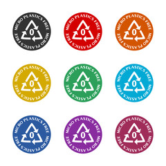Micro plastics free icon. Set icons colorful