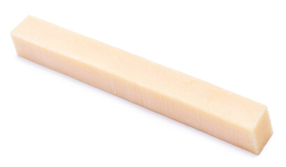 Piece of parmesan cheese isolated on white background
