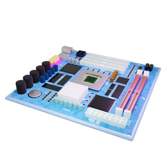 3d Motherboard, Computer Circuit board illustration