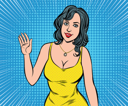 sexy dress woman.  pop art retro illustration comic style vector