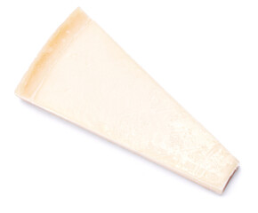 Piece of parmesan cheese isolated on white background