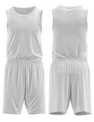 Basketball jersey Round neck and pants 3d rendered ( White 	