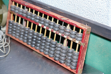 A view of vintage abacus device.