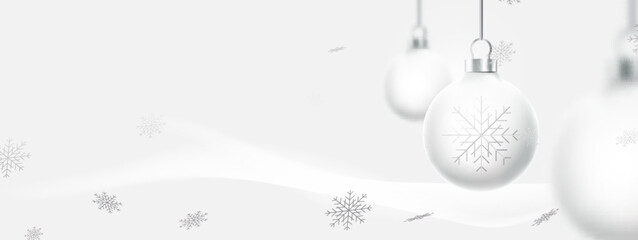 Fototapeta na wymiar Merry Christmas and Happy New Year. Christmas decoration. White Christmas ball, baubles