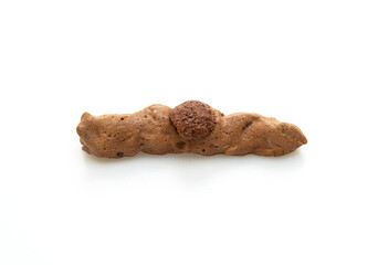 chocolate meringue stick on white background