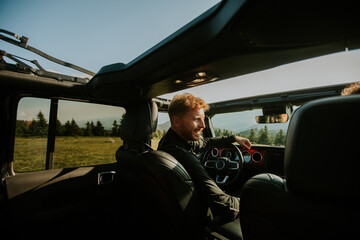 Couple having fun on roadtrip