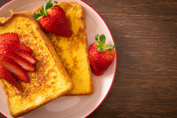 french toast with fresh strawberry
