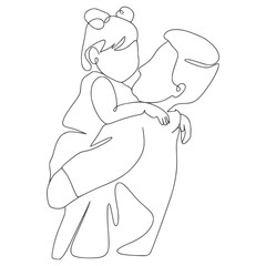 Minimalist Lineart Father and Daughter Monoline Line art Illustration Vector