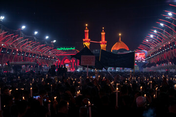 The sacred month of Muharram Ashura in Karbala, Iraq, the shrine of Imam Hussein and Abbas, sons of Imam Ali, peace be upon them
