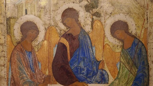  The Holy Trinity. Andrey Rublev. 1420s. Russian Icon.