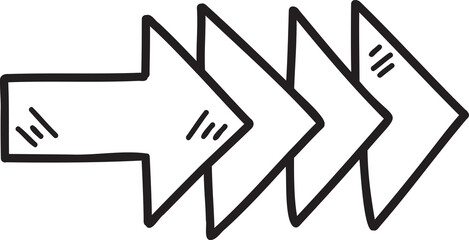 arrow doodle illustration on transparent background