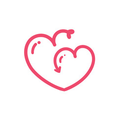 Hand drawn heart line. red heart love on valentines day