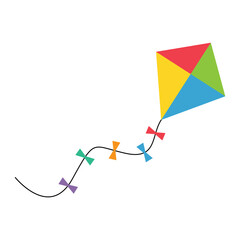 Fly kite icon, hobby outdoor activity symbol, wind air game vector illustration