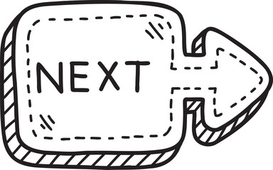 arrow doodle illustration on transparent background