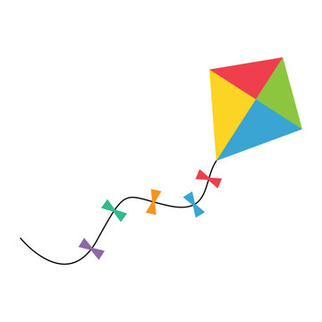 Fly kite icon, hobby outdoor activity symbol, wind air game vector illustration