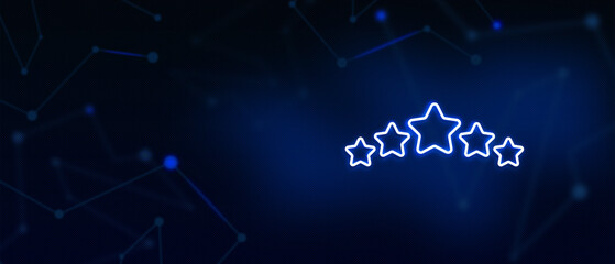 Obraz premium 5 star rating icon, Excellent Business Performance, Quality service, Aspiration, Benchmark, Success concept, Contact us message, Landing page background cover page