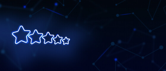 5 star rating icon, Excellent Business Performance, Quality service, Aspiration, Benchmark, Success concept, Contact us message, Landing page background cover page