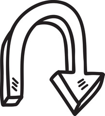 arrow doodle illustration on transparent background