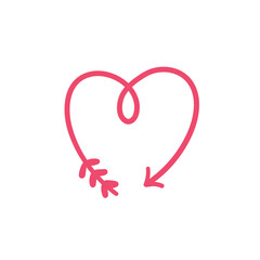 Hand drawn heart line. red heart love on valentines day